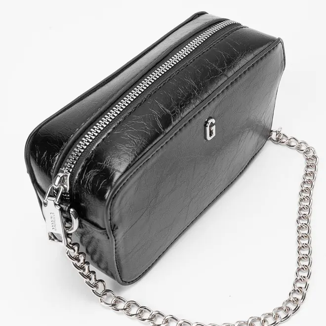 Bolsa Camera Bag Gabriela Média Transversal Texturizada Preto