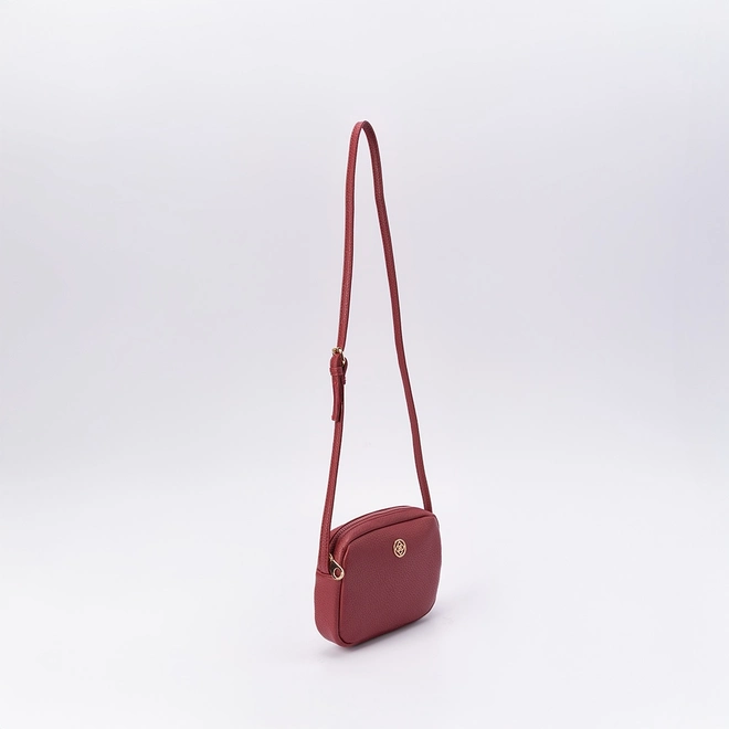 Bolsa Penélope Transversal Pequena Texturizada Vinho
