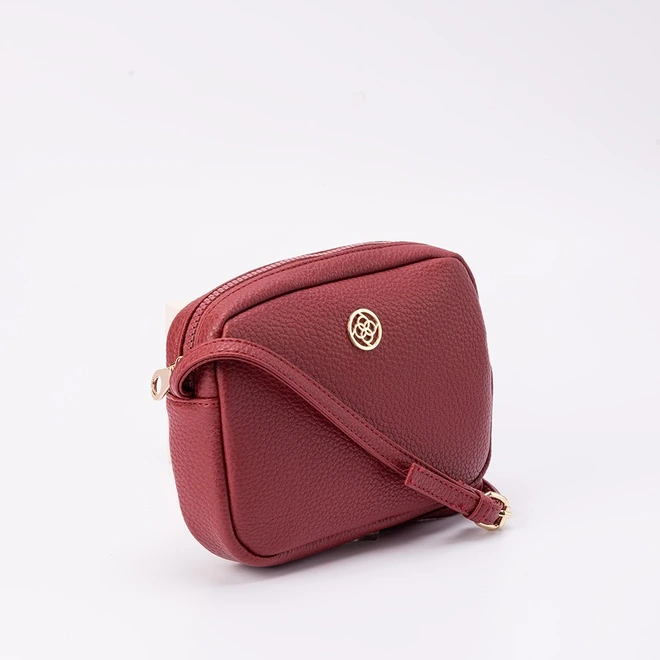 Bolsa Penélope Transversal Pequena Texturizada Vinho