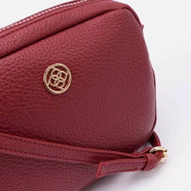 Bolsa Penélope Transversal Pequena Texturizada Vinho