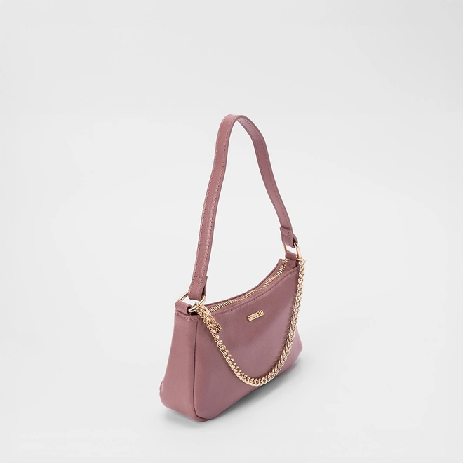 Bolsa Baguete Gabriela Pequena Detalhe Corrente Rosa
