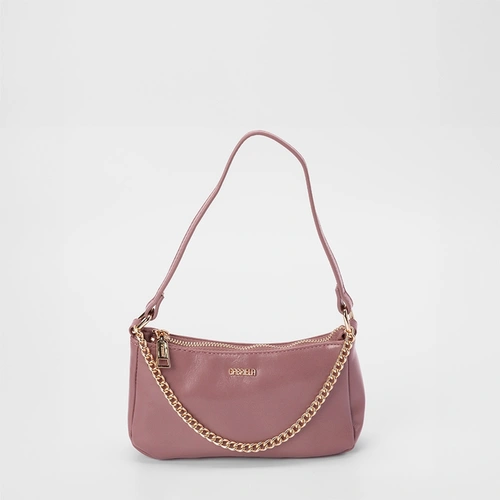 Bolsa Baguete Gabriela Pequena Detalhe Corrente Rosa