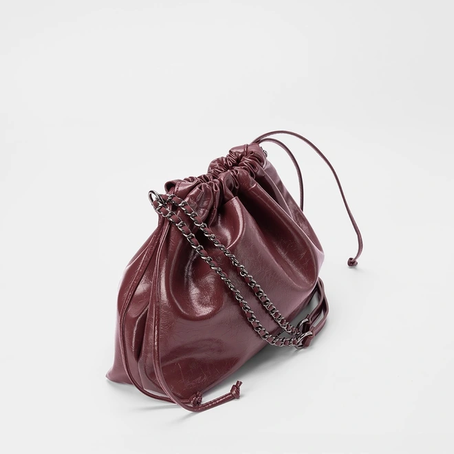 Bolsa Bucket Gabriela Alça Corrente Vinho