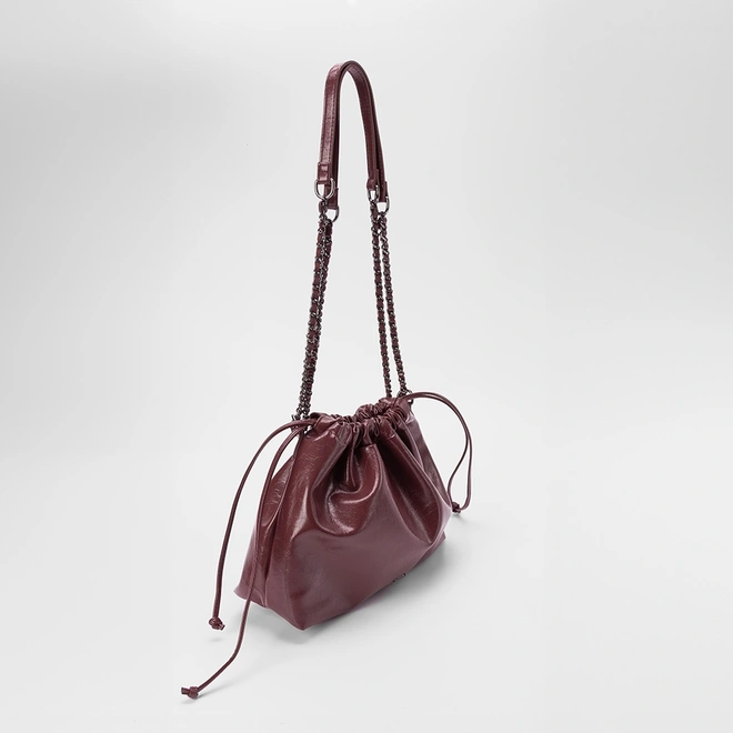 Bolsa Bucket Gabriela Alça Corrente Vinho