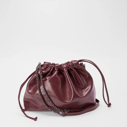Bolsa Bucket Gabriela Alça Corrente Vinho