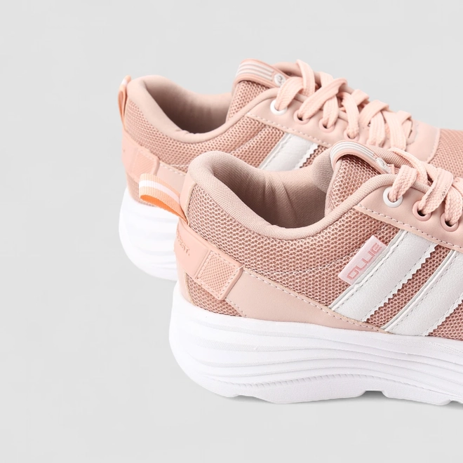 Tênis Ollie Originals Virtus Esportivo Feminino Recortes Listras Nude