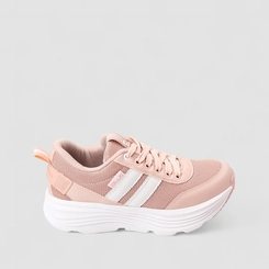Tênis Ollie Originals Virtus Esportivo Feminino Recortes Listras Nude