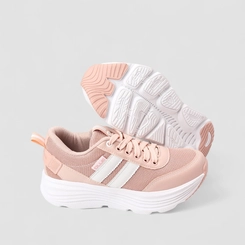 Tênis Ollie Originals Virtus Esportivo Feminino Recortes Listras Nude