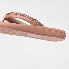 Chinelo Feminino Moleca Tiras Acolchoadas Pedraria Nude