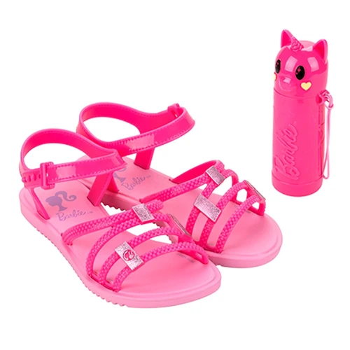 Sandália Barbie Tira Texturizada & Estojo Rosa