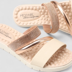Rasteira Feminina Modare Ultraconforto Strass Metalizado Rosa