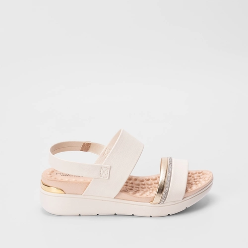 Sandália Anabela Modare Ultraconforto Strass Metalizado Off White