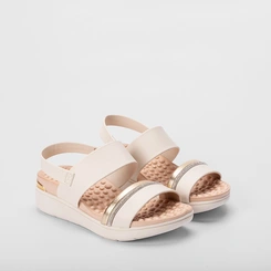 Sandália Anabela Modare Ultraconforto Strass Metalizado Off White