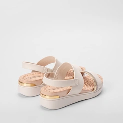 Sandália Anabela Modare Ultraconforto Strass Metalizado Off White