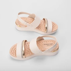 Sandália Anabela Modare Ultraconforto Strass Metalizado Off White