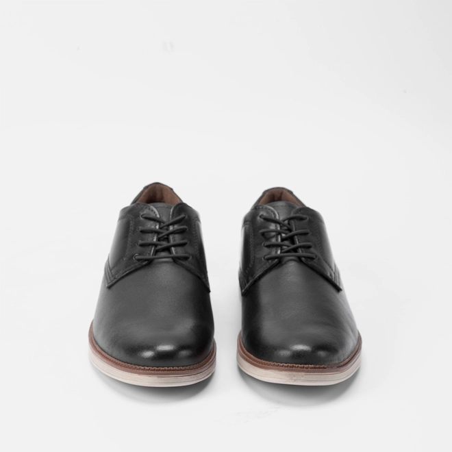 Sapato Casual Masculino Pegada Recortes Couro Preto