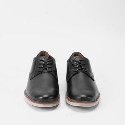 Sapato Casual Masculino Pegada Recortes Couro Preto
