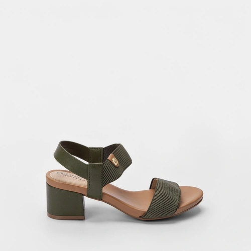 Sandália Modare Ultraconforto Salto Grosso Elástico Verde
