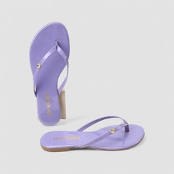 Rasteira Feminina Via Scarpa Pedraria Verniz Lilás