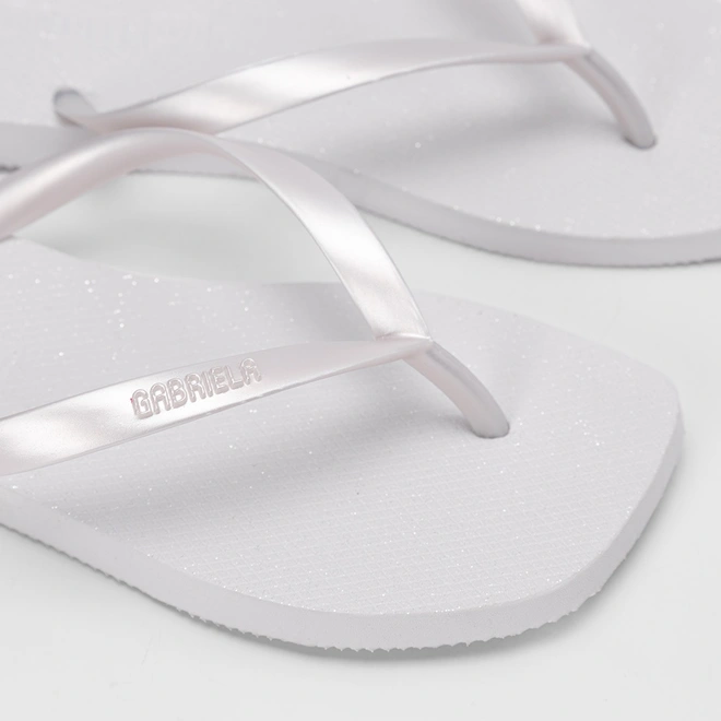 Chinelo Feminino Gabriela Glitter Branco