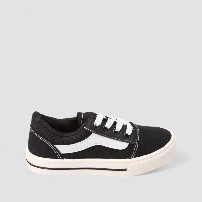 Tênis Casual Infantil Vertus Recorte Lateral Preto
