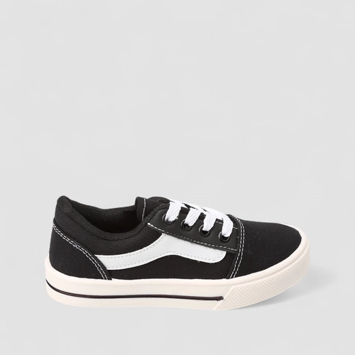 Tênis Casual Infantil Vertus Recorte Lateral Preto