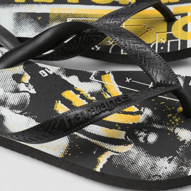 Chinelo Masculino Havaianas Futebol Preto E Amarelo