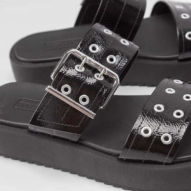 Tamanco Papete Moleca Flatform Detalhe Fivela Preto