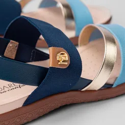 Sandalia Modare Ultraconforto Anabela Detalhes Tiras Azul