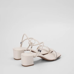 Sandália Feminina Penélope Salto Bloco Tira Strass Off White