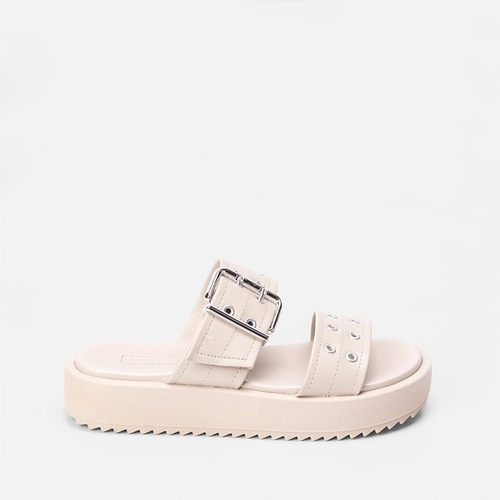 Tamanco Papete Moleca Flatform Detalhe Fivela Cinza