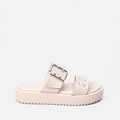 Tamanco Papete Moleca Flatform Detalhe Fivela Cinza