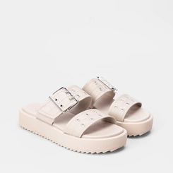 Tamanco Papete Moleca Flatform Detalhe Fivela Cinza