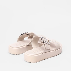 Tamanco Papete Moleca Flatform Detalhe Fivela Cinza