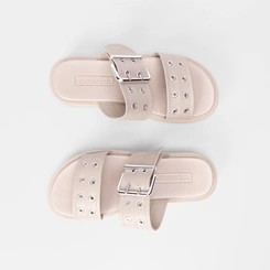Tamanco Papete Moleca Flatform Detalhe Fivela Cinza