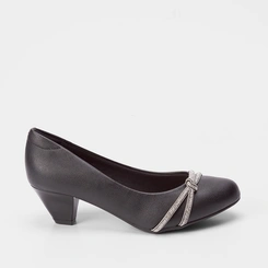 Scarpin Modare Detalhe Tiras Strass & Nó Preto