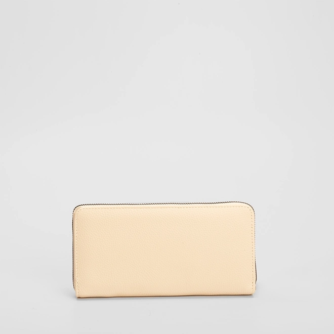 Carteira Feminina Stz Texturizada Detalhe Ziper Off White