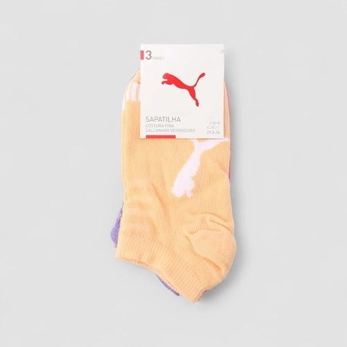 Kit Meia Sapatilha Infantil Puma 3 Pares 29-34 Cores Sortidas