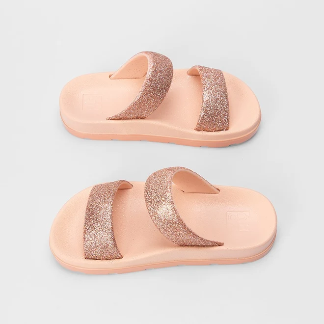 Tamanco Papete Infantil Zaxy Bestie Tira Glitter Nude