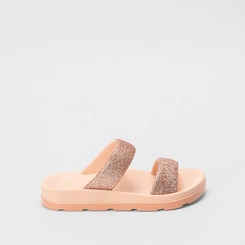Tamanco Papete Infantil Zaxy Bestie Tira Glitter Nude
