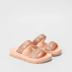 Tamanco Papete Infantil Zaxy Bestie Tira Glitter Nude