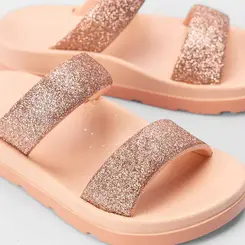 Tamanco Papete Infantil Zaxy Bestie Tira Glitter Nude