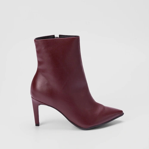 Ankle Boot Gabriela Salto Fino Pespontos Vinho