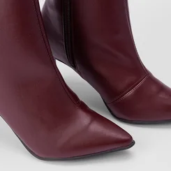 Ankle Boot Gabriela Salto Fino Pespontos Vinho
