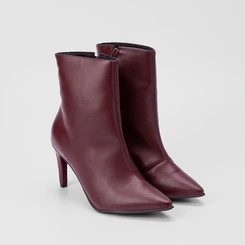 Ankle Boot Gabriela Salto Fino Pespontos Vinho