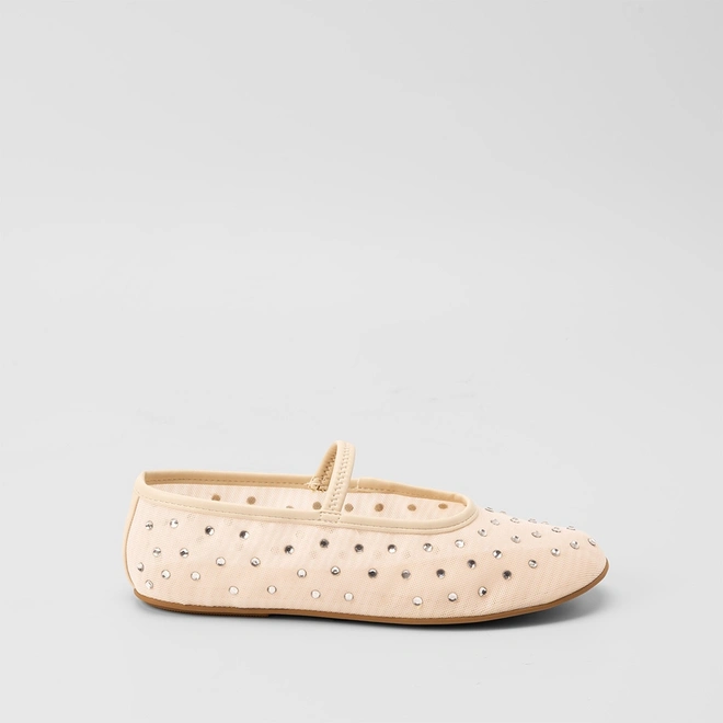 Sapatilha Boneca Feminina Gabriela Tela & Strass Branco