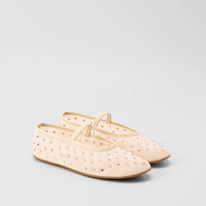 Sapatilha Boneca Feminina Gabriela Tela & Strass Branco