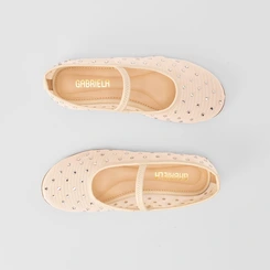 Sapatilha Boneca Feminina Gabriela Tela & Strass Branco