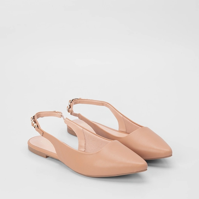 Sapatilha Slingback Gabriela Napa Corrente Nude