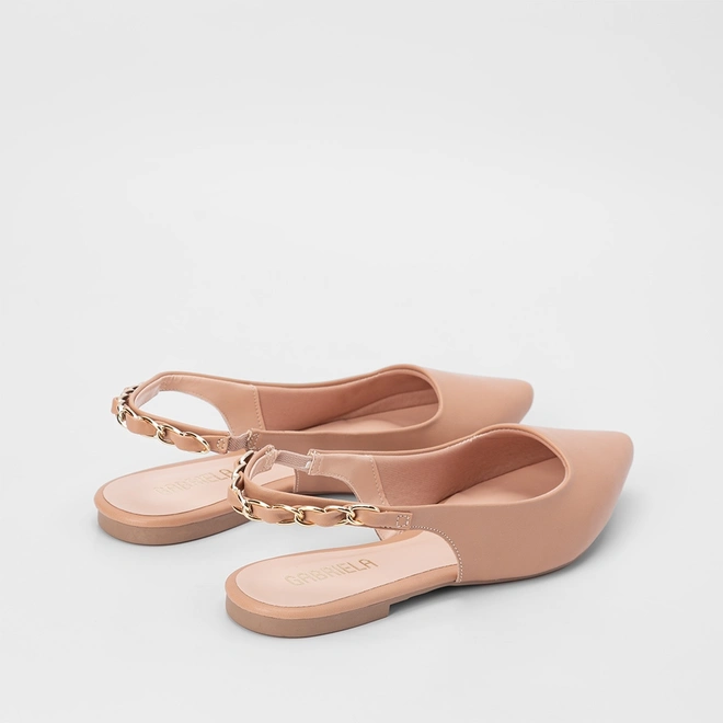 Sapatilha Slingback Gabriela Napa Corrente Nude